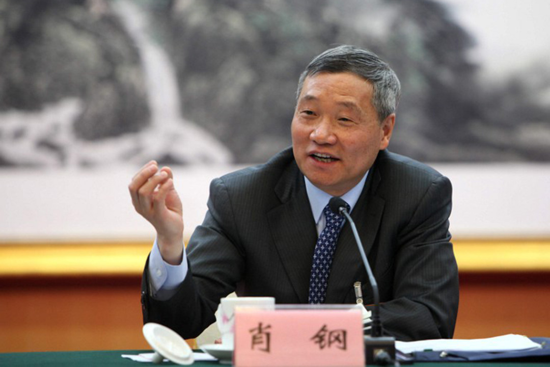 原中國證監會主席肖鋼在2015年全國人大會議上發言。攝:Imaginechina