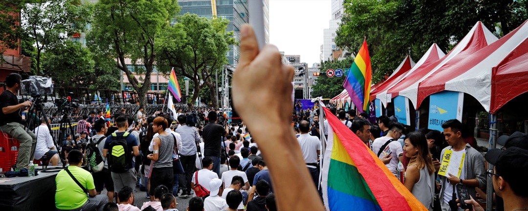 2017年5月24日,同性婚姻的支持者在台北市內舉行集會。
